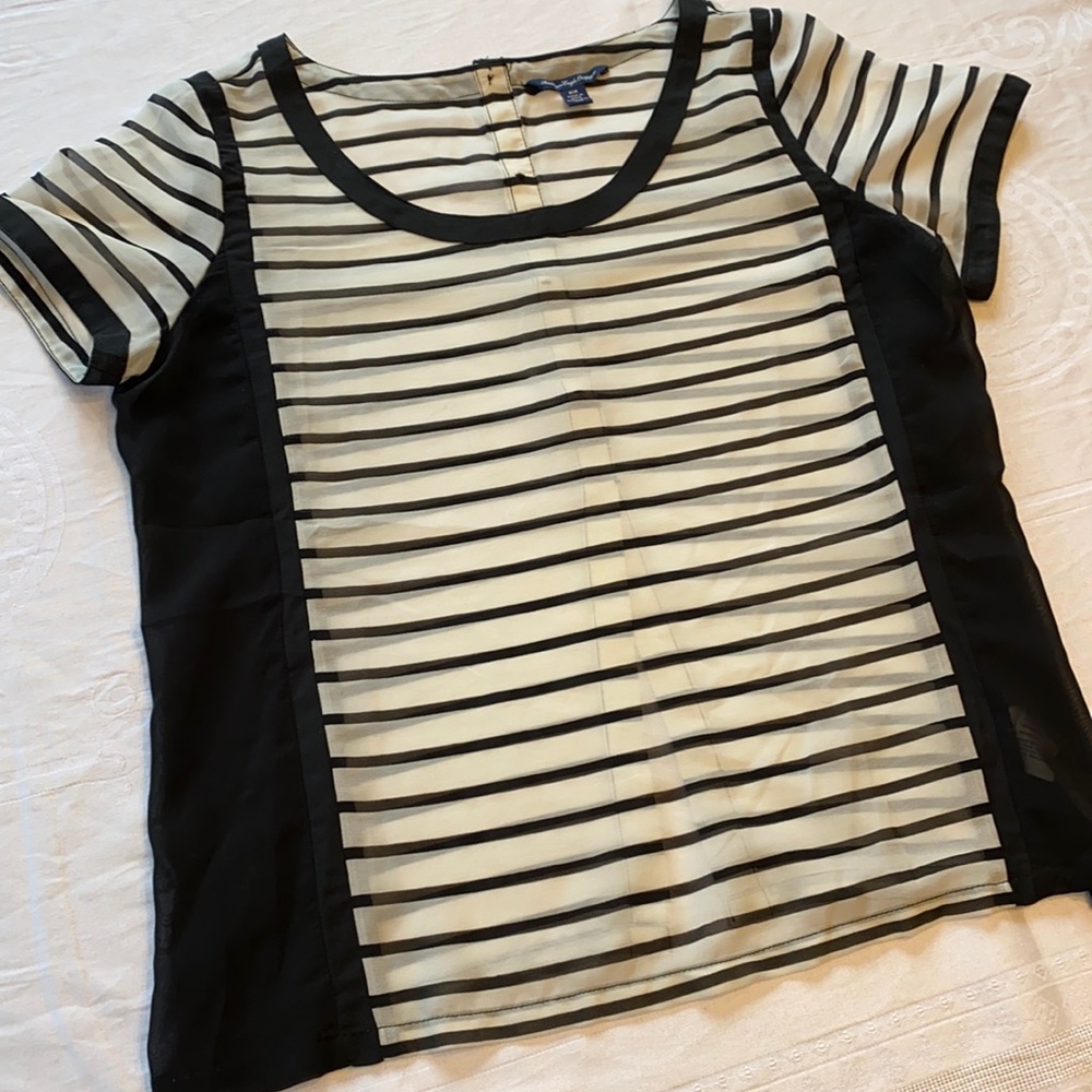 American Eagle Outfitters blouse. Black and and ivory stripes. Size Medium.
